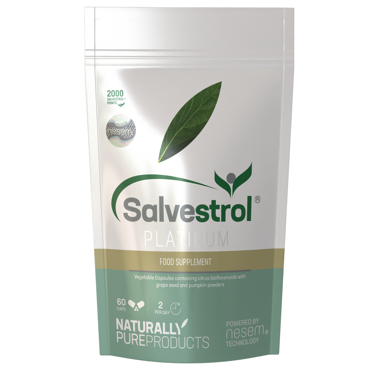 Salvestrol Platinum 60 pack, front (alternate view)